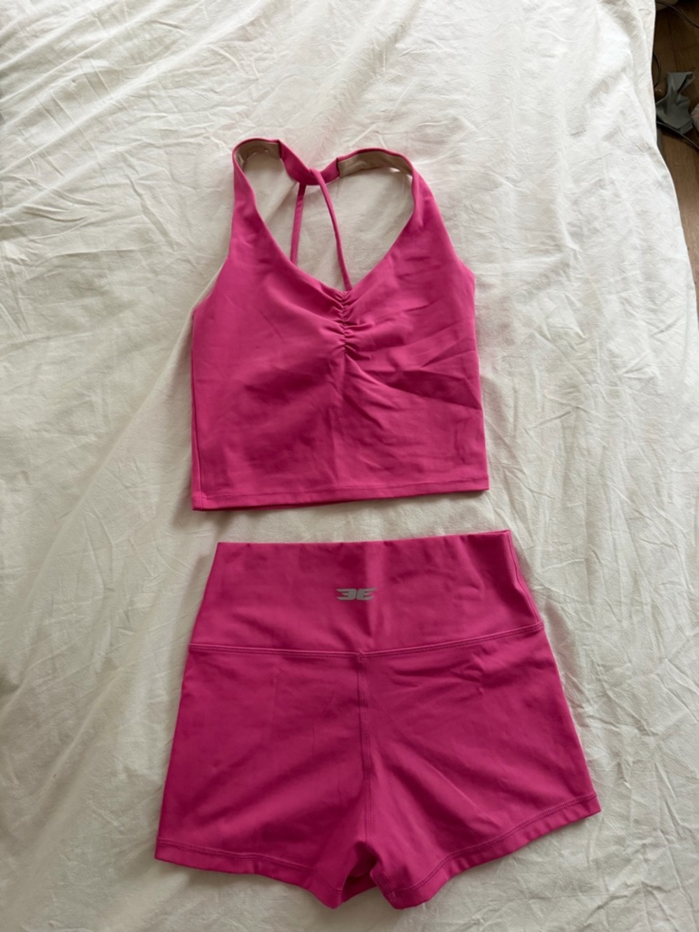 Elite eleven Hot Pink Strappy Crop Top & High-Waist Shorts Set